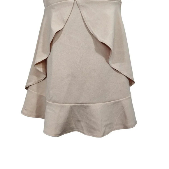 Boohoo Beige Surplice V-neck Mini Dress Women Size 16 Short Sleeve FLAW - Picture 3 of 8